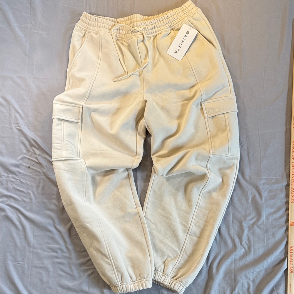 Athleta Cream Cargo Jogger Pants